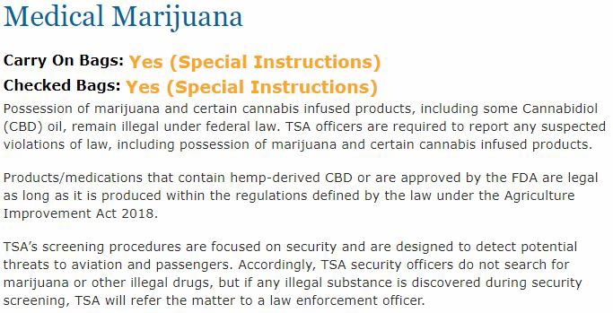 Updated TSA policy on medical marijuana