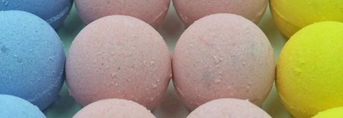 CBD Bath Bombs in a line